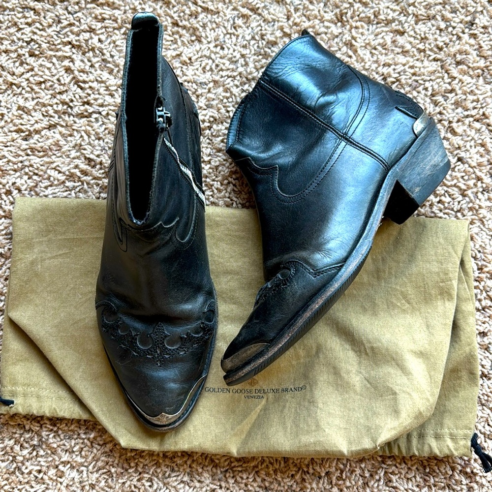 GOLDEN GOOSE womens leather ankle boots / MythBoot